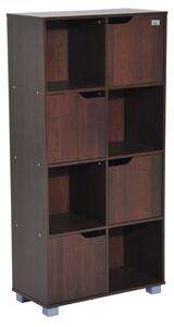 Libreria Design Moderno 8 Vani con 4 Ante in Legno Marrone Scuro 60x30x122 cm