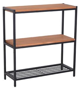 Libreria Scaffale Stile Industrial 3 Ripiani in Legno e Acciaio Nero 80x30x85,6 cm