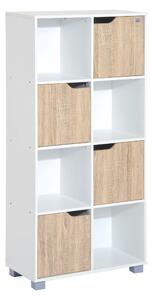 Libreria di Design a 8 Scompartimenti in Legno Bianco 60x30x122 cm
