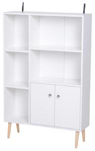 Mobiletto Libreria con Piedini in Legno di Pino Bianco 80x23.5x118 cm