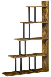 Libreria 5 Ripiani in Legno Effetto Invecchiato 102x30x160 cm Marrone Scuro