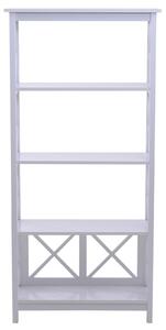 Libreria Scaffale da Parete a 4 Ripiani in Legno Bianco 70x30x145.3 cm