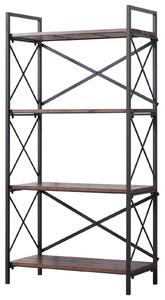 Libreria Scaffalatura a 4 Ripiani in Acciaio e Legno 80x40x160 cm