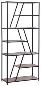 Libreria 9 Ripiani 80x33x180 cm in Legno e Metallo Nera