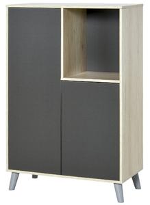 Mobile Libreria 2 Ante e Vano Aperto 80x40x120 cm Grigio Scuro