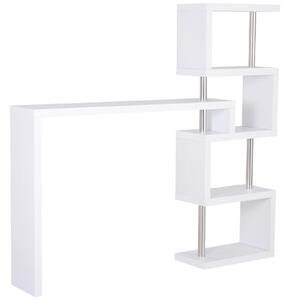 Mobile a Scaffali Libreria 4 Livelli con Tavolo in MDF Bianco