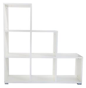 Libreria 6 Ripiani 104x33x109 cm a Forma di Piramide Bianca