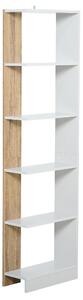 Libreria 5 Ripiani 45x21x170 cm Bianco e Rovere