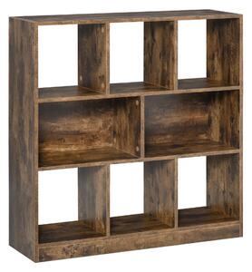 Libreria 3 Ripiani 8 Vani 97,5x30x100 cm in MDF Marrone Rustico