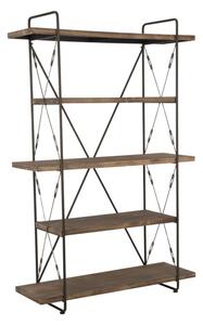Libreria Raw 119,5x41x185,5 cm in Ferro e MDF Marrone e Nero