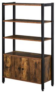 Libreria Moderna 3 Ripiani e Armadietto 70x30x120 cm in Metallo e Legno Truciolare Marrone