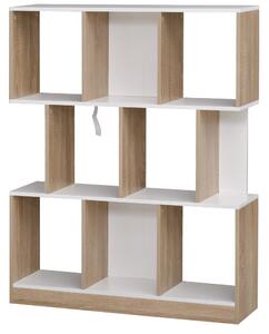Libreria 8 Ripiani 100x30x124 cm in MDF Rovere e Bianco