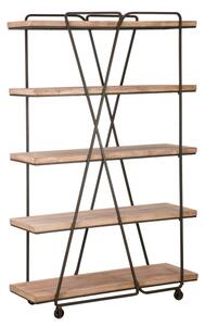 Libreria Trox 119,5x44x187 cm Legno di Abete e MDF e FERRO Marrone e Grigio