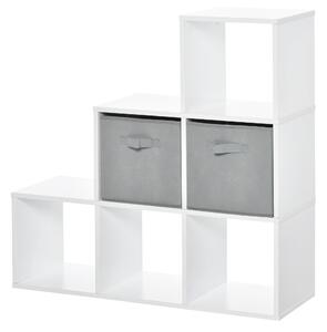 Mobile Libreria 2 Cassetti 6 Ripiani 89,8x30x89,8 cm Bianco e Grigio