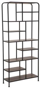 Libreria Essential 80x30x180 cm in Ferro e MDF Nero e Marrone