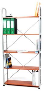 Book Libreria con Struttura in Acciaio 5 Piani in Mdf Color Ciliegio 85X30X180Cm