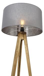 Lampada da terra treppiede legno paralume grigio scuro 50 cm - TRIPOD Classic