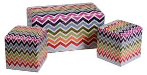 Set 2 Pouf e Panca in Similpelle 60x30x33 cm Fantasia