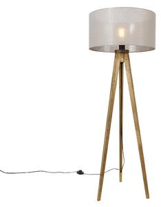 Lampada da terra tripode legno paralume tortora 50 cm - TRIPOD Classic