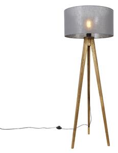 Lampada da terra tripode legno paralume grigio scuro 50 cm - TRIPOD Classic