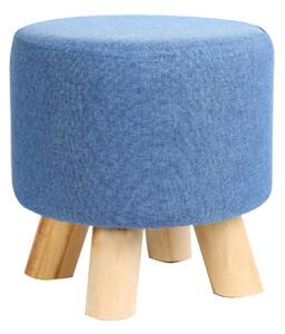 Pouf in Tessuto e Legno di Pino 29x29 cm Fumer Megan Blu