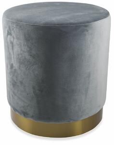 Pouf Poggiapiedi Ø46x48 cm in Velluto Soriani Grigio Chiaro