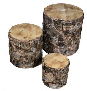 Set 3 Pouf in Legno ø39H41cm Tronco