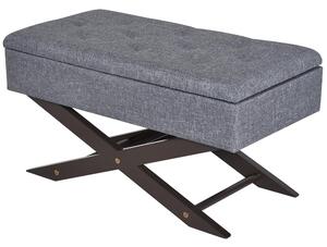Cassapanca Pouf Contenitore Imbottito Grigio 80x40x42 cm