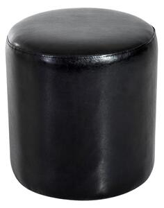 Pouf Poggiapiedi Sgabello Tondo Imbottito in Similpelle Nero 45x45x50 cm