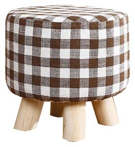 Pouf in Tessuto e Legno di Pino 29x29 cm Fumer Megan Marrone e Bianco