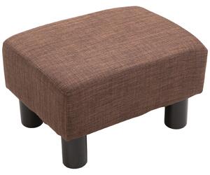 Pouf Poggiapiedi Imbottito in Legno Massello 40x30x24 cm Marrone