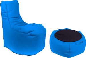 Poltrona Pouf e Tavolino in Acrilico Pomodone Royal Blu