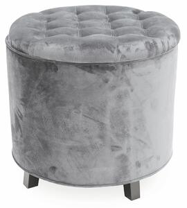 Pouf Poggiapiedi Contenitore Ø55x55 cm in Velluto Soriani Grigio Chiaro