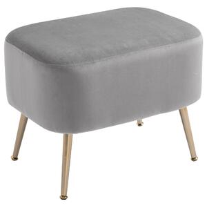 Pouf Poggiapiedi in Tessuto Vellutato 55x41x42 cm Grigio Chiaro