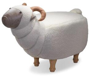 Sgabello Pouf Poggiapiedi per Bambini 68x35x37-50 cm Montone Bianco Divina Home