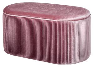 Pouf Sgabello Contenitore 81x40x41 cm in Tessuto Vellutato Rosa