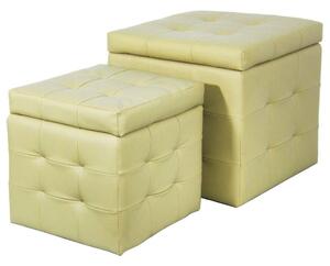 Set 2 Pouf Contenitore in Similpelle Biscube Luxury Crema