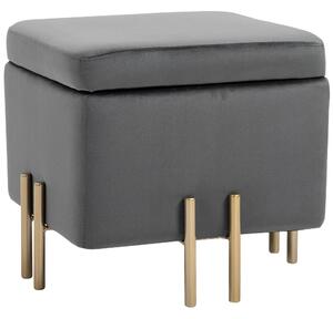 Pouf Poggiapiedi in Tessuto Poliestere 45x45x42 cm Grigio Scuro
