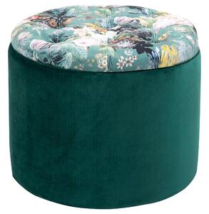 Pouf Contenitore Poggiapiedi Ø51x38 cm in Tessuto Verde