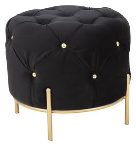 Puff Diamond Glam Nero Ø45x40 cm in Ferro e MDF e Spugna e Poliestere Nero e Oro