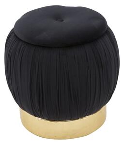Puff Contenitore Paris Nero Ø41x41 cm in Legno Spugna e Poliestere Nero e Oro