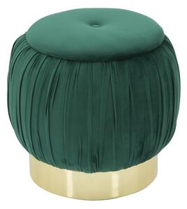 Puff Contenitore Paris Verde Ø41x41 cm Legno Spugna e Velluto Sintetico Verde e Oro