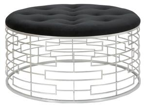 Puff Ice Ø91,5x47 cm in Ferro e MDF e Spugna e Poliestere Argento e Nero