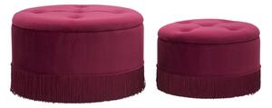 Puff Contenitore Lines New Coppia Bordeaux Ø71x41-55x33 cm in Legno Spugna e Poliestere Bordeaux