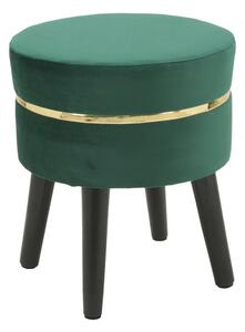 Sgabello Paris Verde Ø35x40,5 cm Legno Spugna e Velluto Sintetico Verde e Oro e Nero