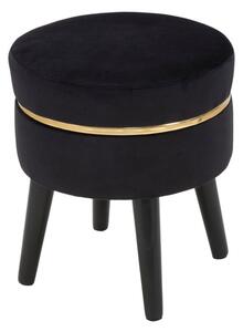Sgabello Paris Nero Ø35x40,5 cm in Legno Spugna e Poliestere Nero e Oro