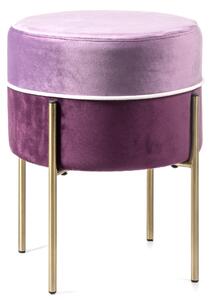 Pouf Imbottito Ø41x40 cm in Velluto Viola e Lilla