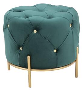 Puff Diamond Glam Verde Ø45x40 cm in Ferro e MDF e Spugna e Poliestere Verde e Oro