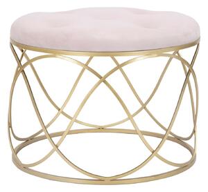 Puff Luty Ø60x45 cm in Ferro e Spugna e Velluto Rosa e Oro