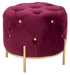Puff Diamond Glam Bordeaux Ø45x40 cm in Ferro e MDF e Spugna e Poliestere Bordeaux e Oro